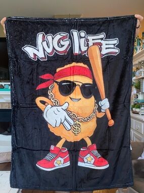 Nug Life Black Graphic Plush Throw Blanket
